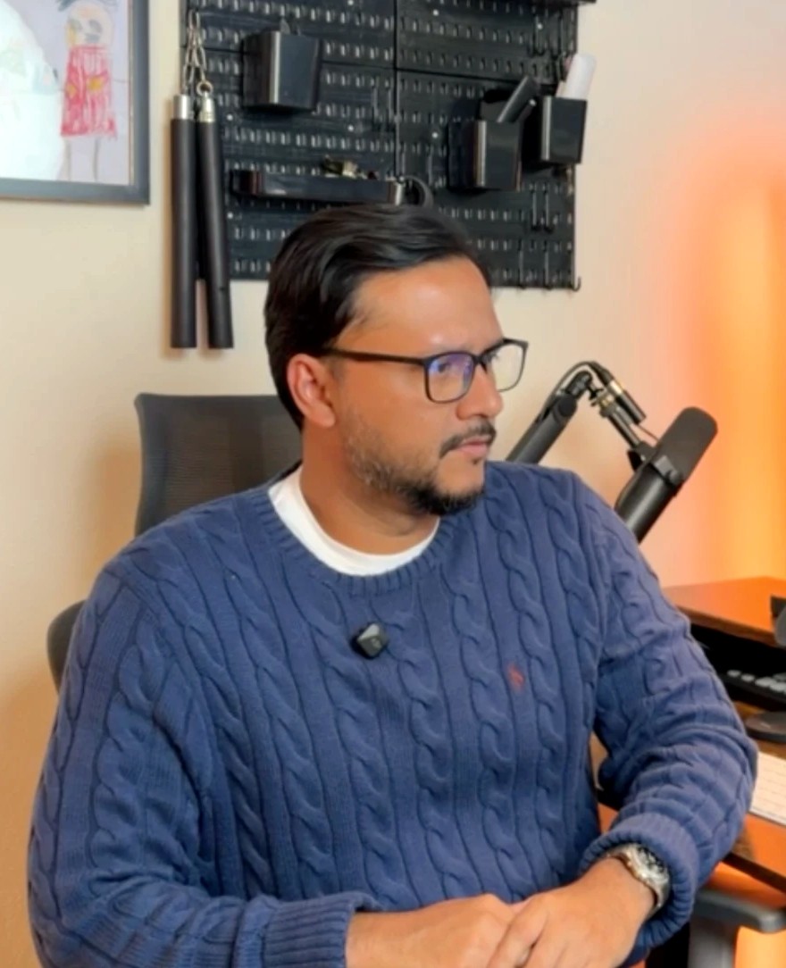 Byron S., founder of Flowstream, at his desk